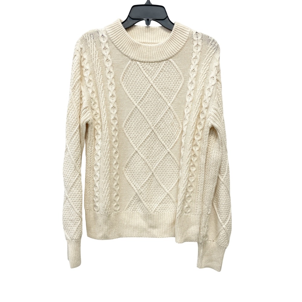 Universal Thread Women's Cream Solid Cable Knit Pullover Sweater Size XS